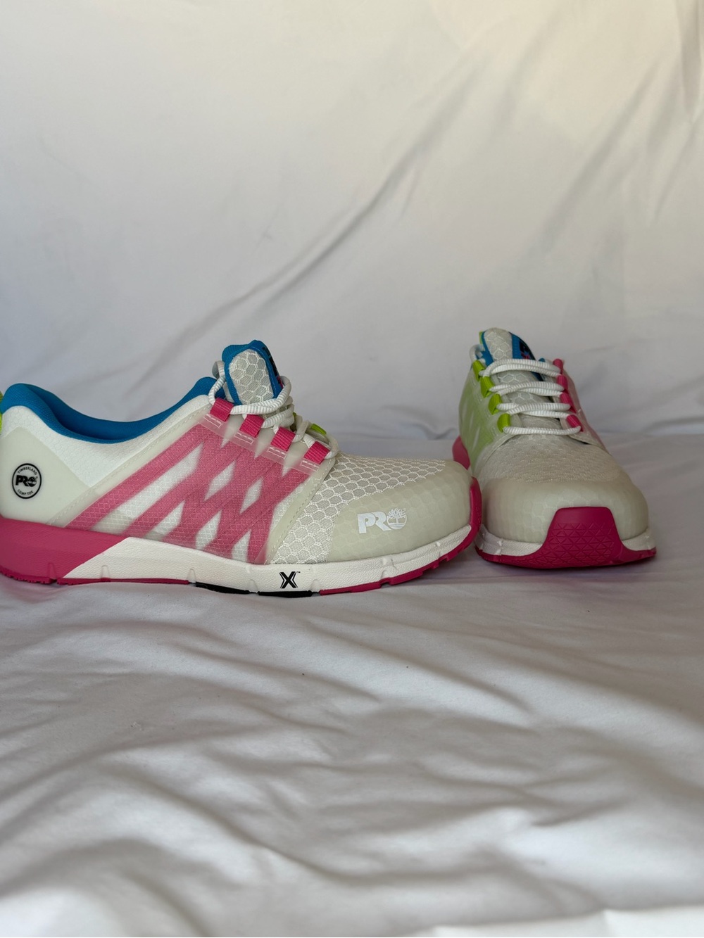 Timberland PRO Flex Anti-Fatigue Women’s 10W Safety Work Shoes White Pink Green